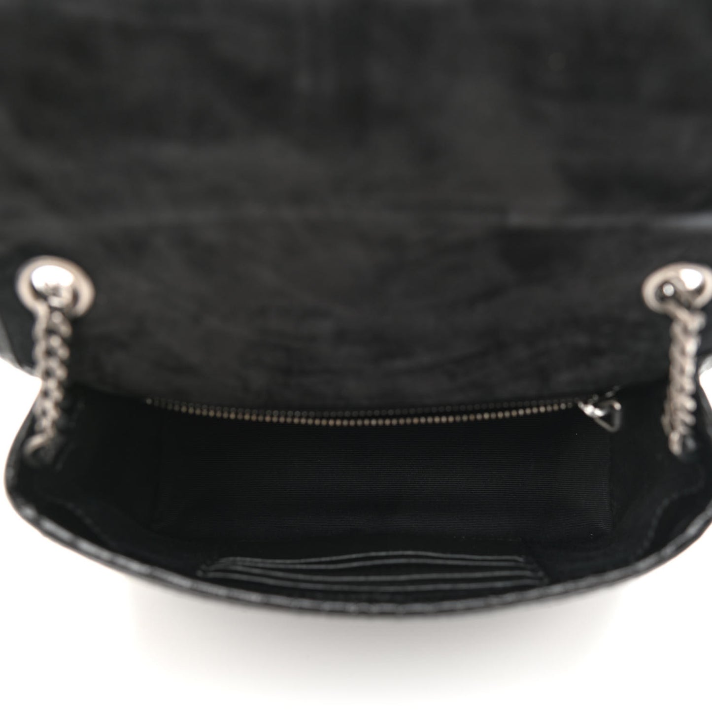 Crocodile Embossed Lambskin Matelasse Monogram Niki Chain Wallet Black