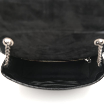 Saint Laurent Crocodile Embossed Lambskin Matelasse Monogram Niki Chain Wallet Black 5 of 8