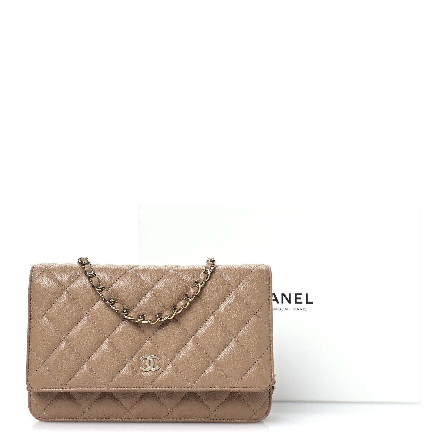 Chanel Caviar Quilted Wallet on Chain WOC Dark Beige 12 of 12