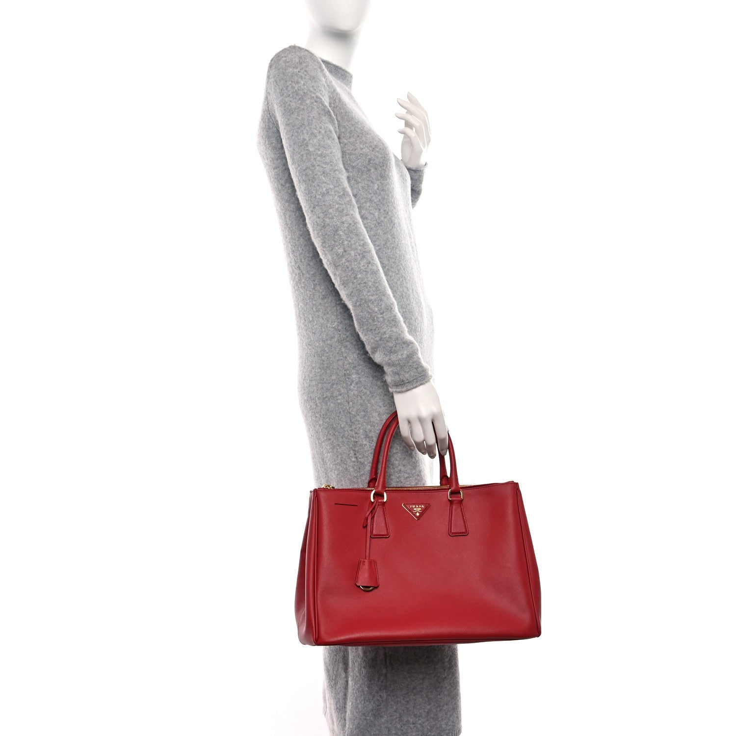 Prada Saffiano Large Galleria Double Zip Tote Fuoco 3 of 8
