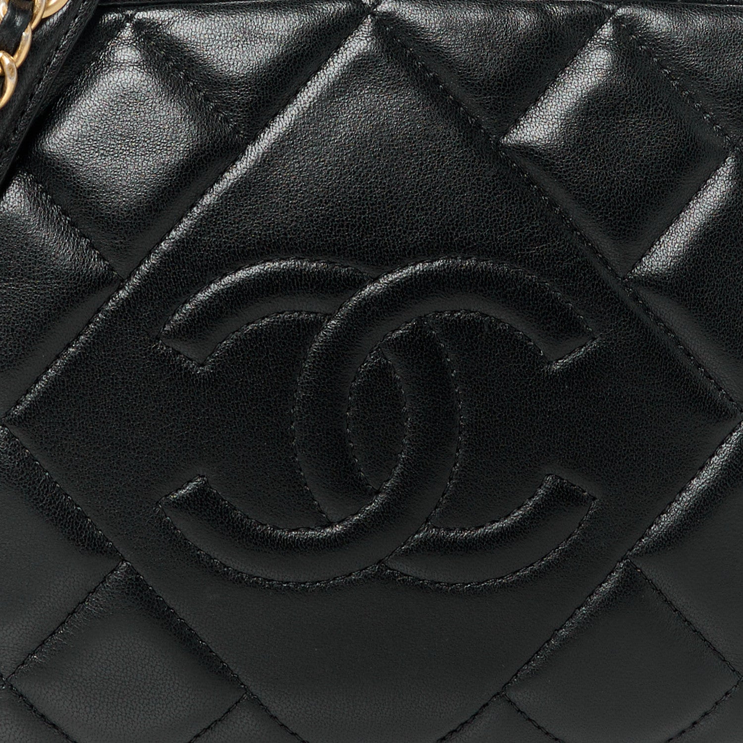 Chanel Lambskin Quilted Small Diamond CC Camera Case Black 8 of 10