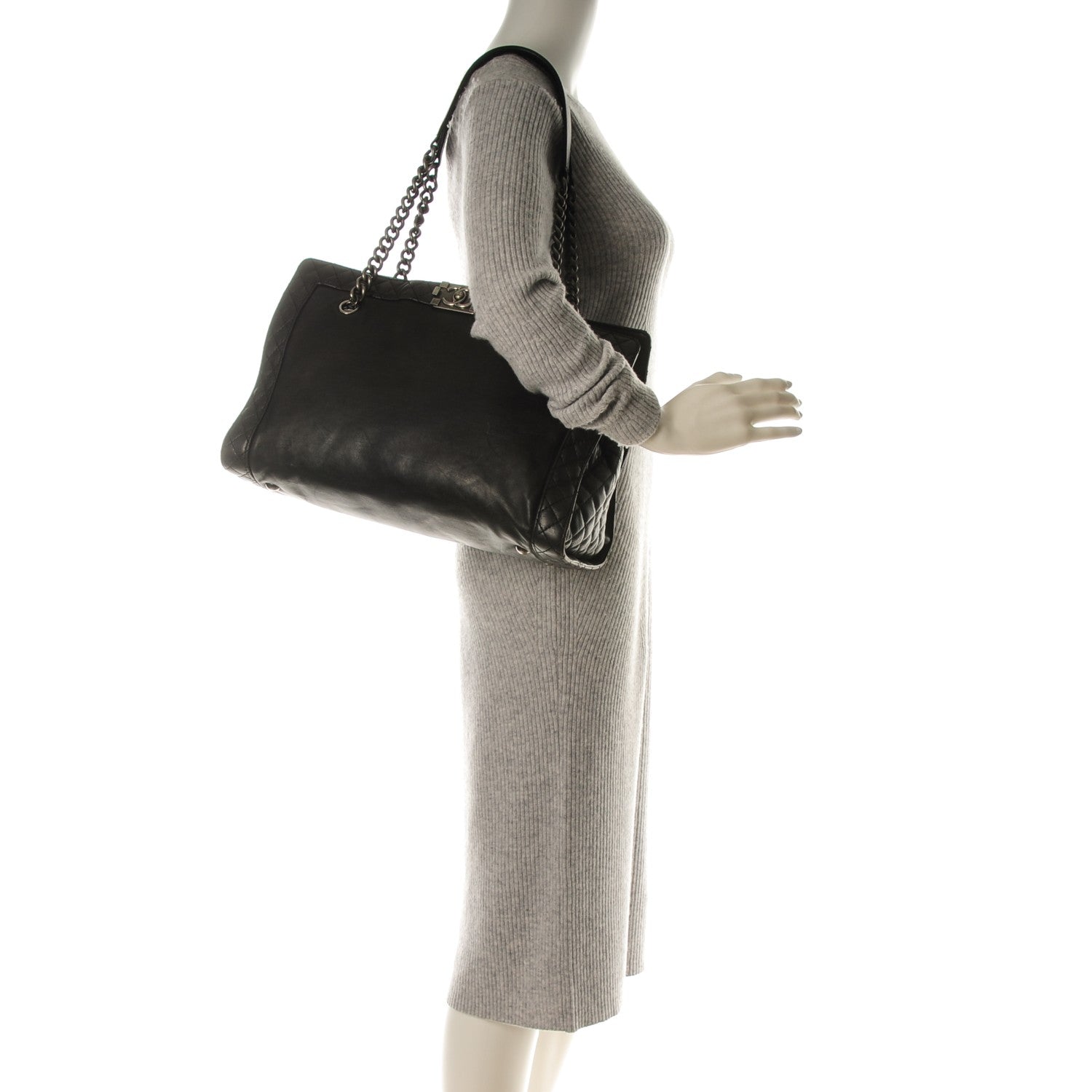 Chanel Calfskin Boy Reverso Shopping Tote Black 2 of 10