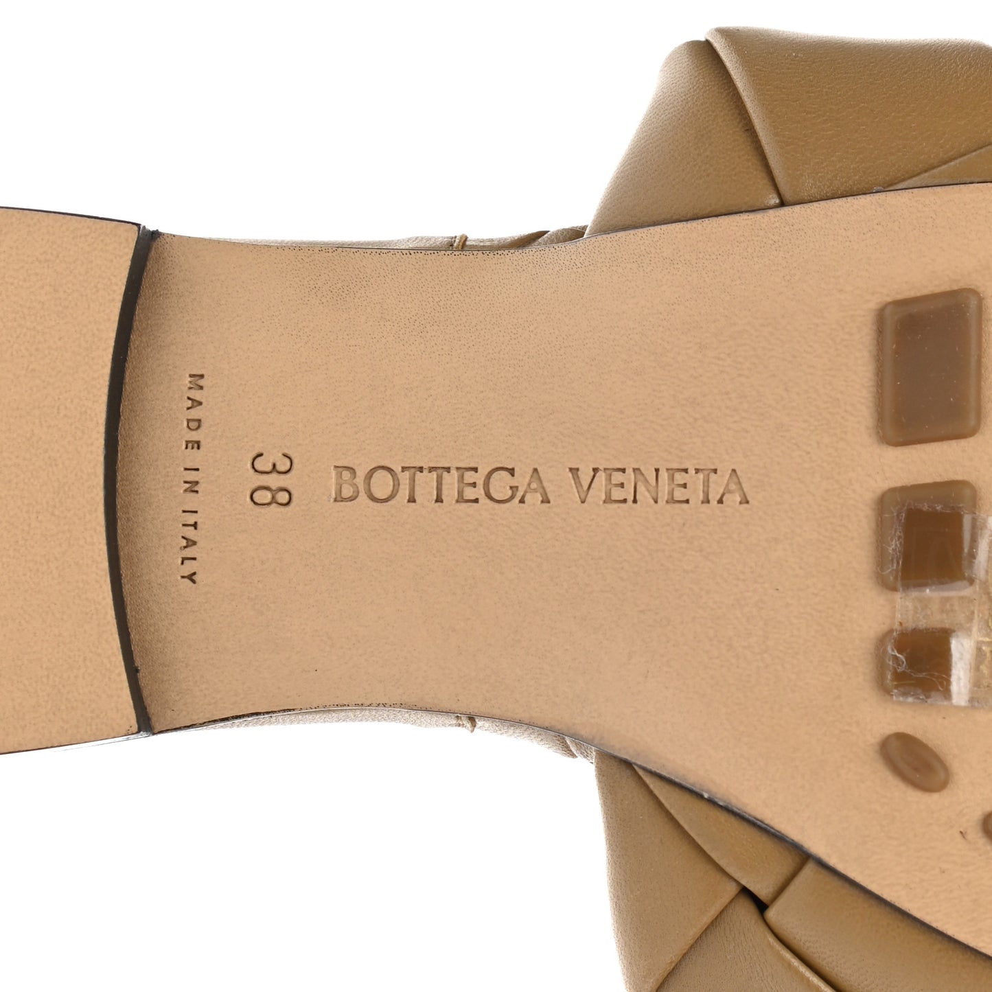 Nappa Maxi Intrecciato Lido Flat Sandals 38 Tan