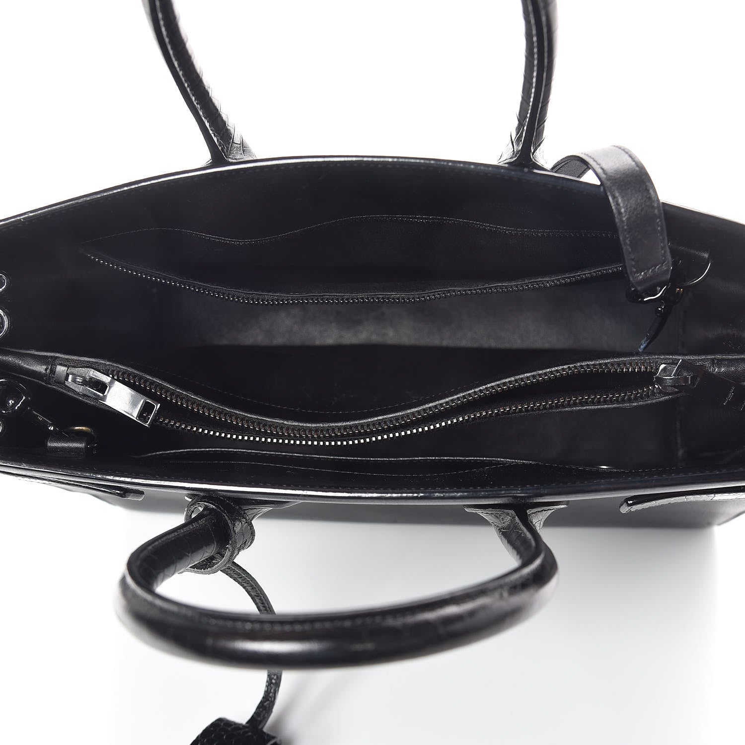 Saint Laurent Calfskin Crocodile Embossed Small Sac de Jour Black 5 of 10