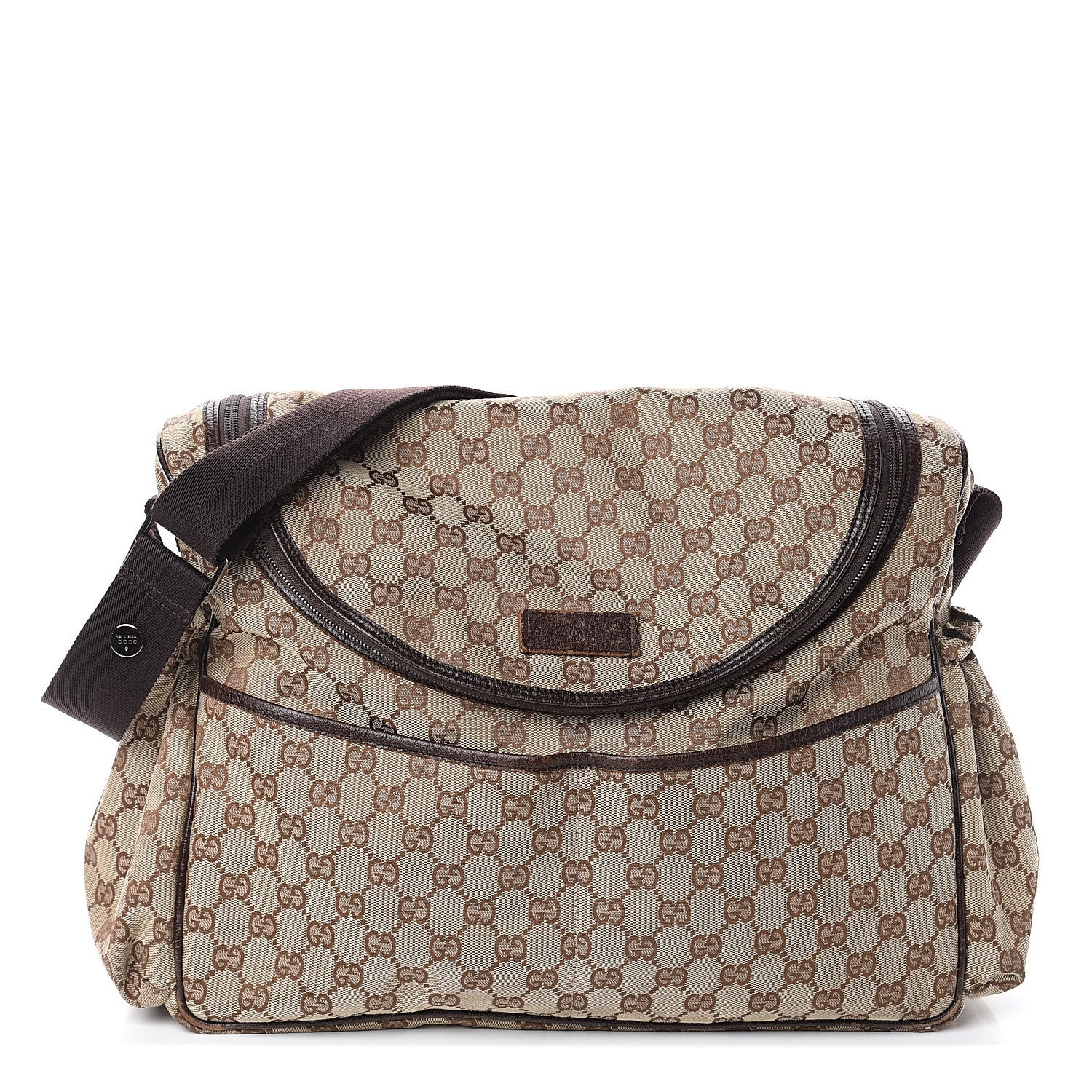 Gucci Monogram Natural Pigskin Large Diaper Bag Beige Ebony Cocoa Dark Chocolate 1 of 9