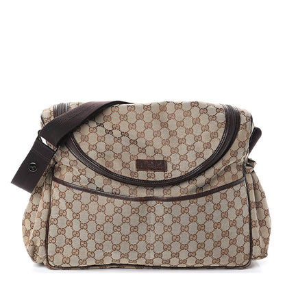 Gucci Monogram Natural Pigskin Large Diaper Bag Beige Ebony Cocoa Dark Chocolate 1 of 9
