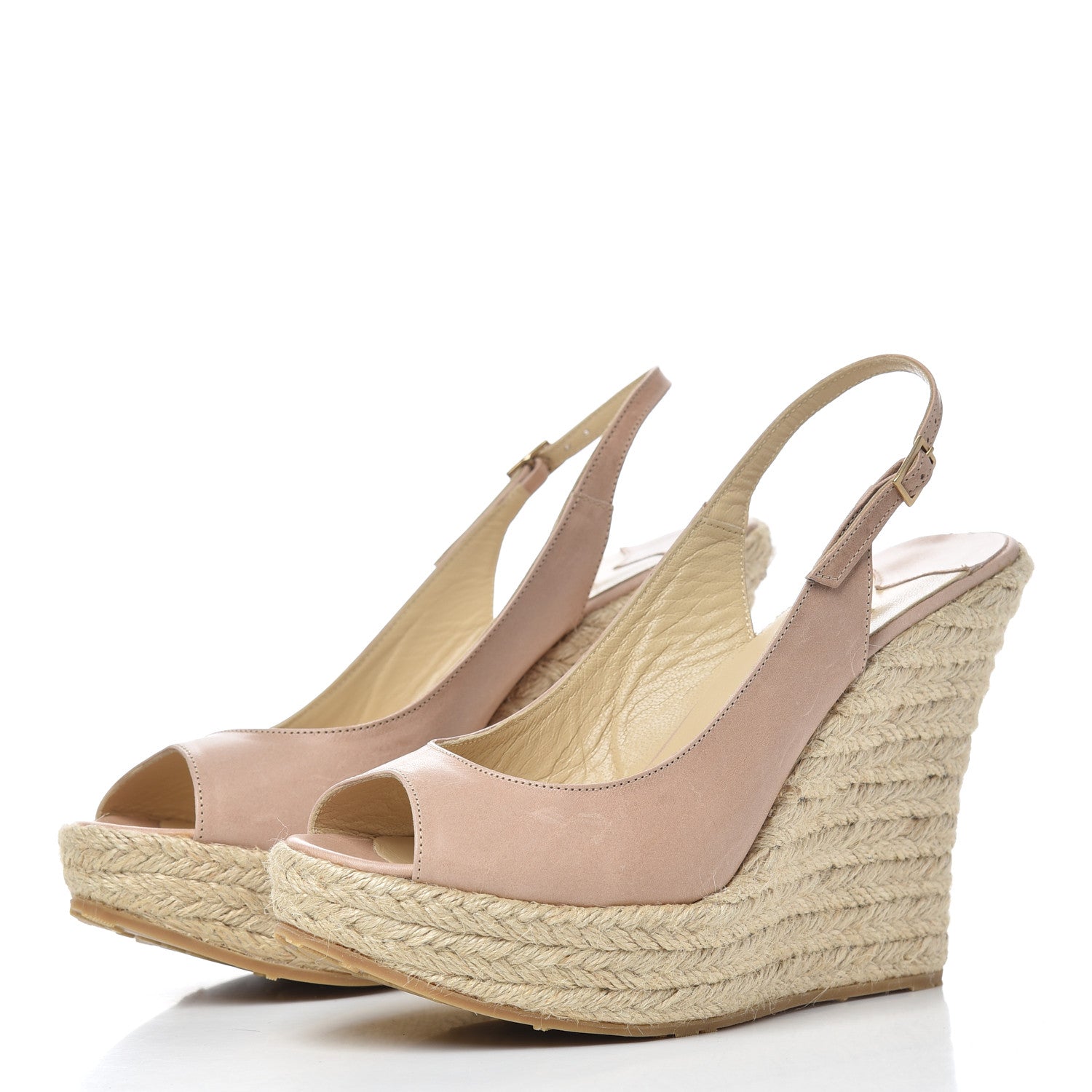 Jimmy Choo Nappa Polar Slingback Espadrille Wedges 39 Nude 3 of 14