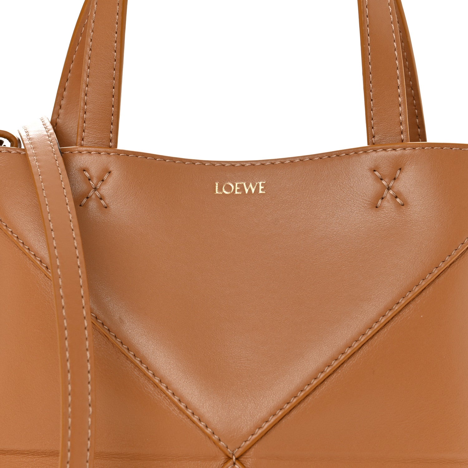 Loewe Shiny Calfskin Mini Puzzle Fold Tote Warm Desert 8 of 10