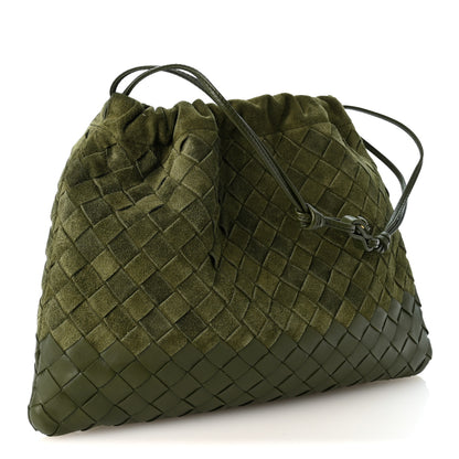 Bottega Veneta Suede Nappa Intrecciato Medium Dustbag Green Tweed 3 of 10