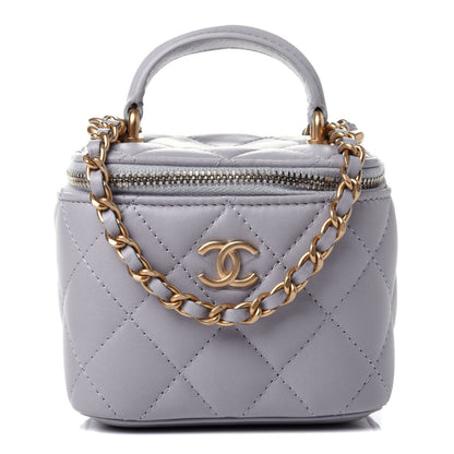 Chanel Lambskin Quilted Top Handle Mini Vanity Case With Chain Grey 1 of 4