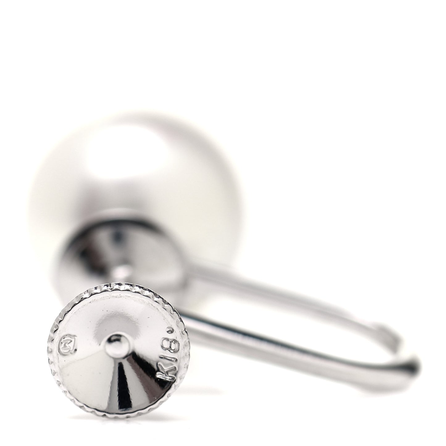18K White Gold Akoya Pearl 8.5mm Screw Back Earrings