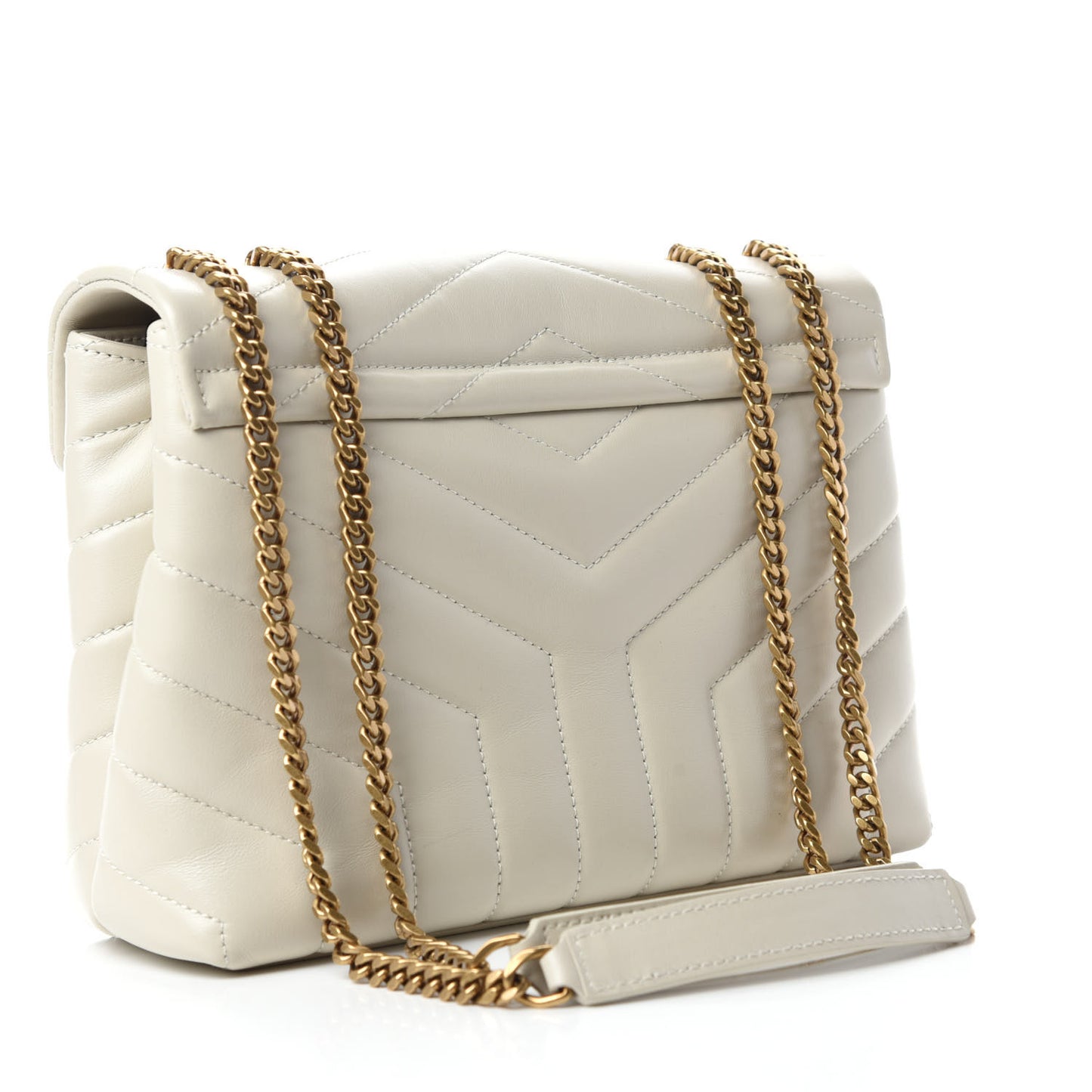 Calfskin Y Quilted Monogram Small Loulou Chain Satchel Crema Soft