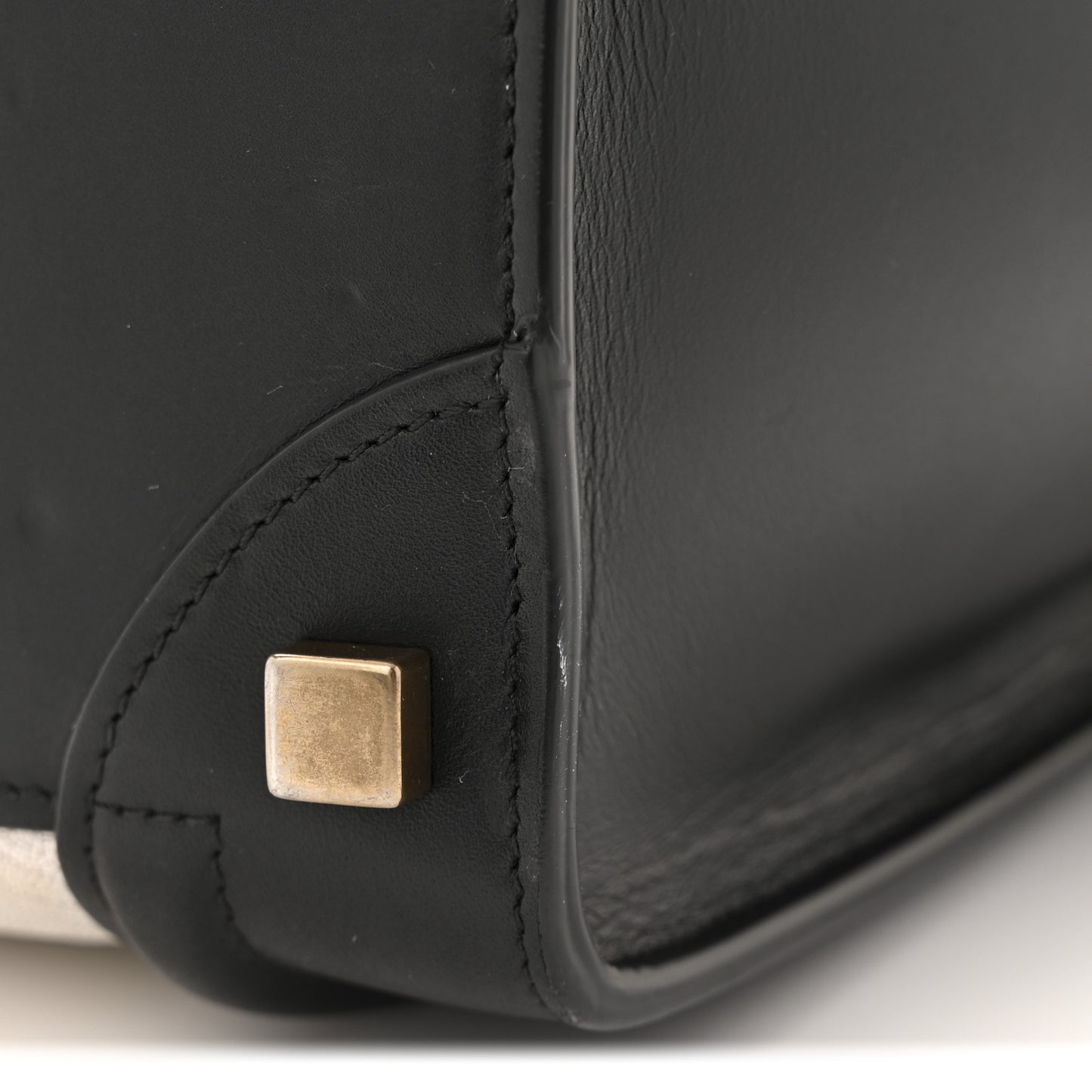 Shrunken Lambskin Micro Bi-Color Luggage Black White