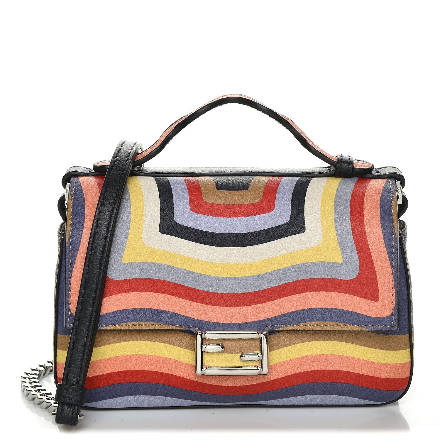 Fendi Vitello Dolce Hypnotic Micro Double Baguette Multicolor Blue Notte 1 of 10