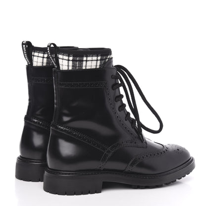 Christian Dior Calfskin D-Order Lace-Up Low Boot 37.5 Black White 4 of 7