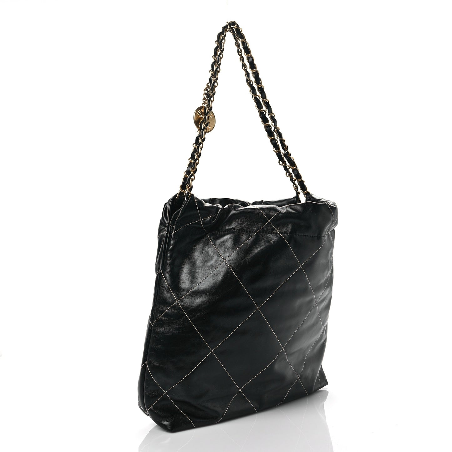 Shiny Calfskin Quilted Small Chanel 22 Black