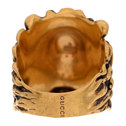 Gucci Metal Lion Head Ring 11 Aged Gold 4 of 7