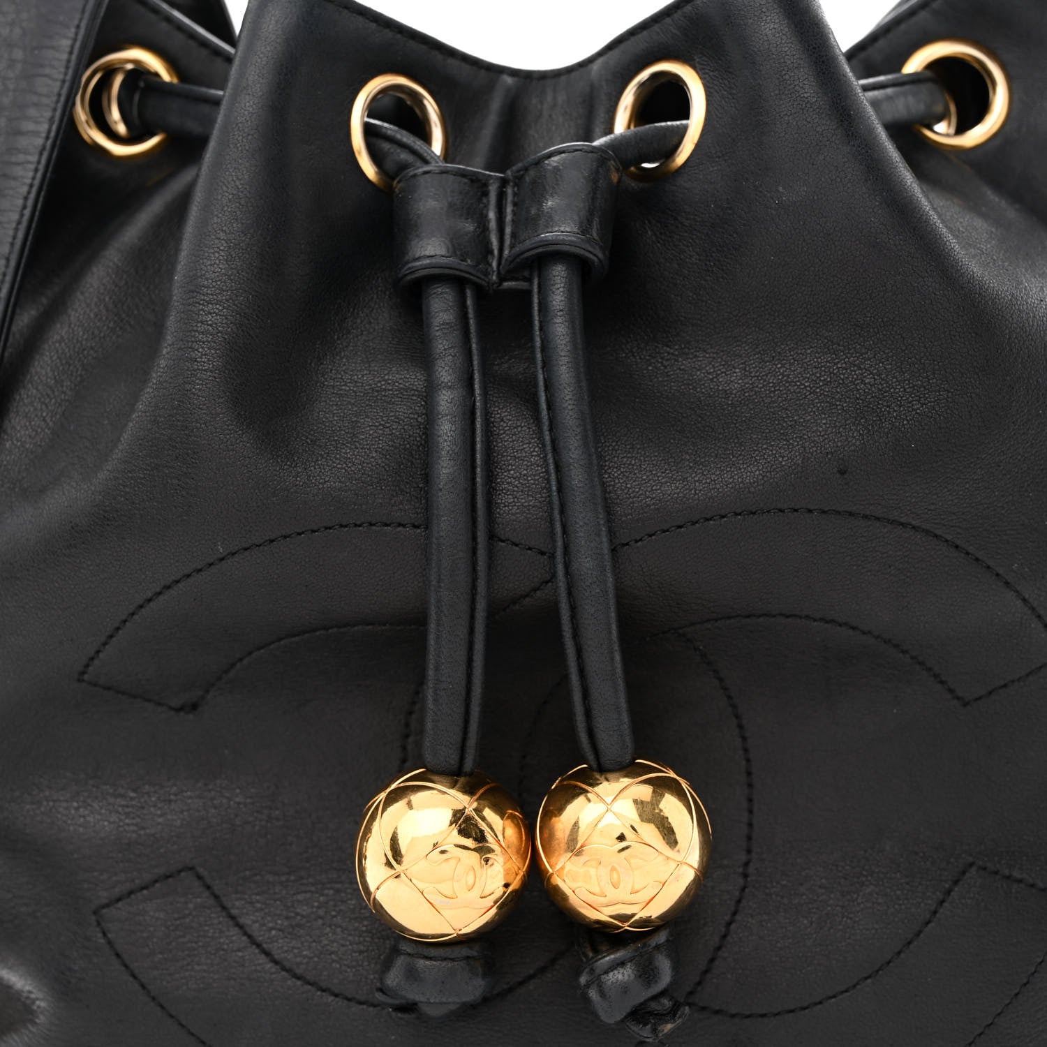 Chanel Lambskin CC Drawstring Bag Black 11 of 18