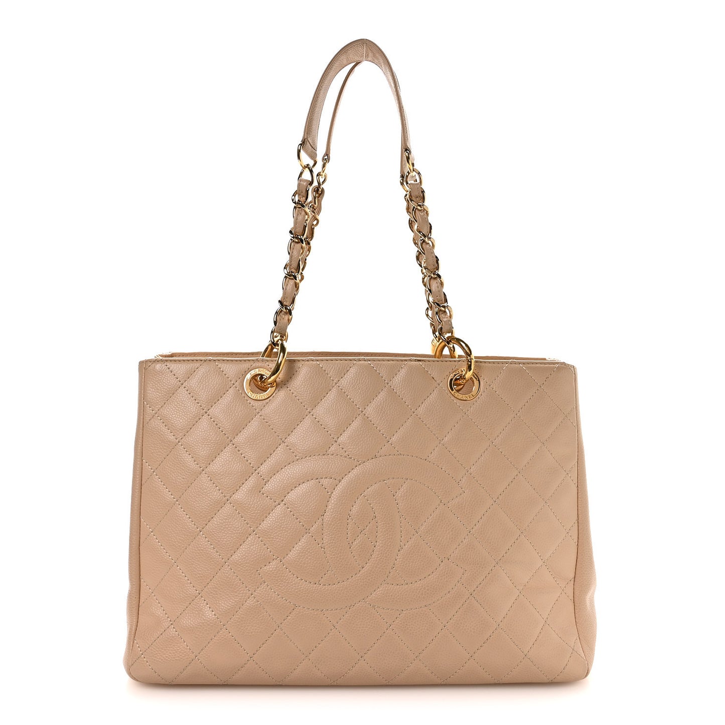 Caviar Quilted Grand Shopping Tote GST Beige Clair