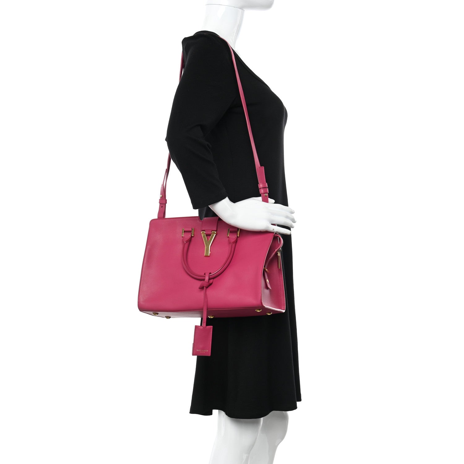 Saint Laurent Calfskin Small Classic Y Cabas Fuchsia 2 of 9