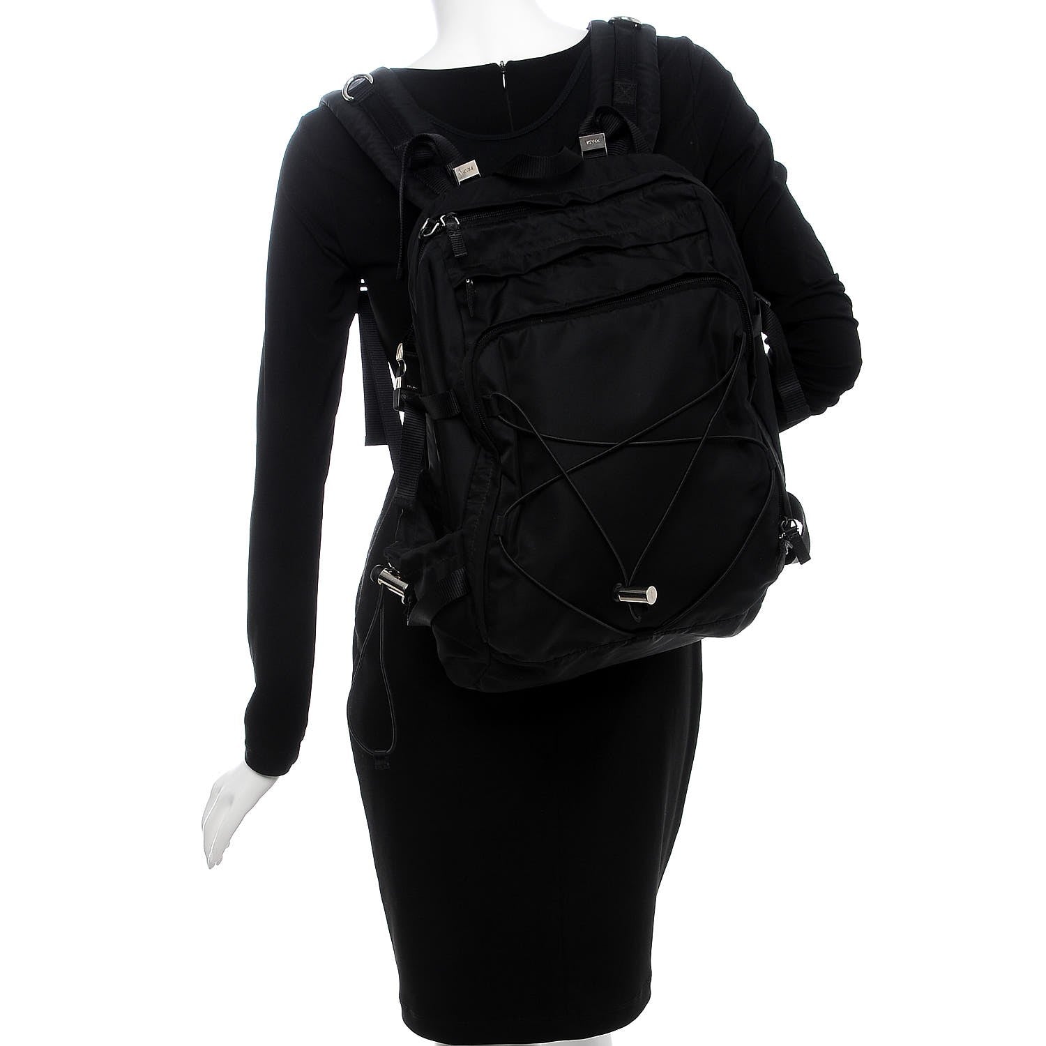 Prada Nylon Montagna Compression Backpack Black 3 of 9