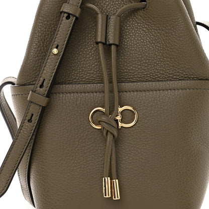 Salvatore Ferragamo Grained Calfskin Mini Gancino Bucket Bag Green 7 of 9
