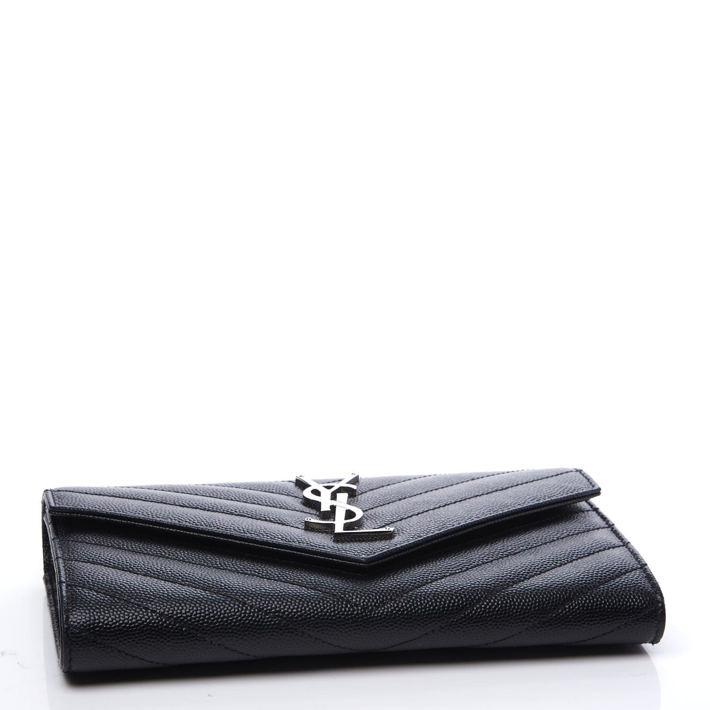 Grain De Poudre Matelasse Chevron Monogram Flap Wallet Black