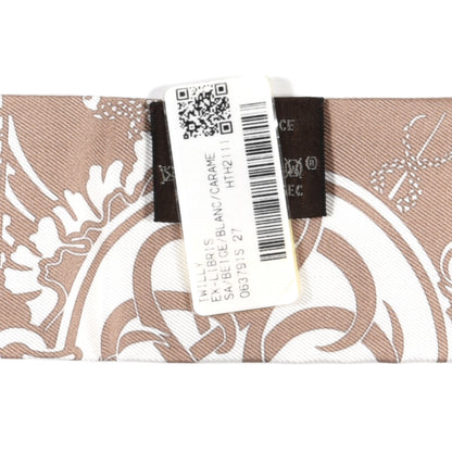 Hermes Silk Ex-Libris Twilly Beige White Caramel 4 of 4