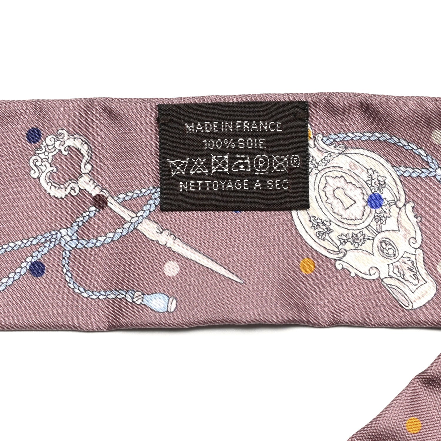 Hermes Silk Les Cles A Pois Twilly Marron Glace Gris 4 of 4