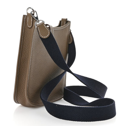 Hermes Taurillon Clemence Amazone Evelyne TPM Etoupe Bleu Indigo 2 of 11