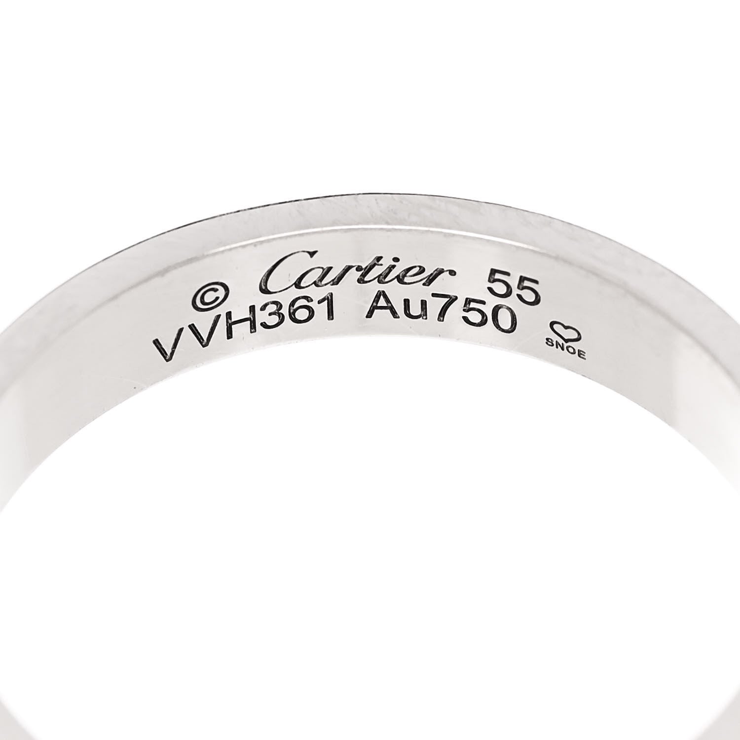 Cartier 18K White Gold 3.5mm LOVE Wedding Band Ring 55 7.25 4 of 5