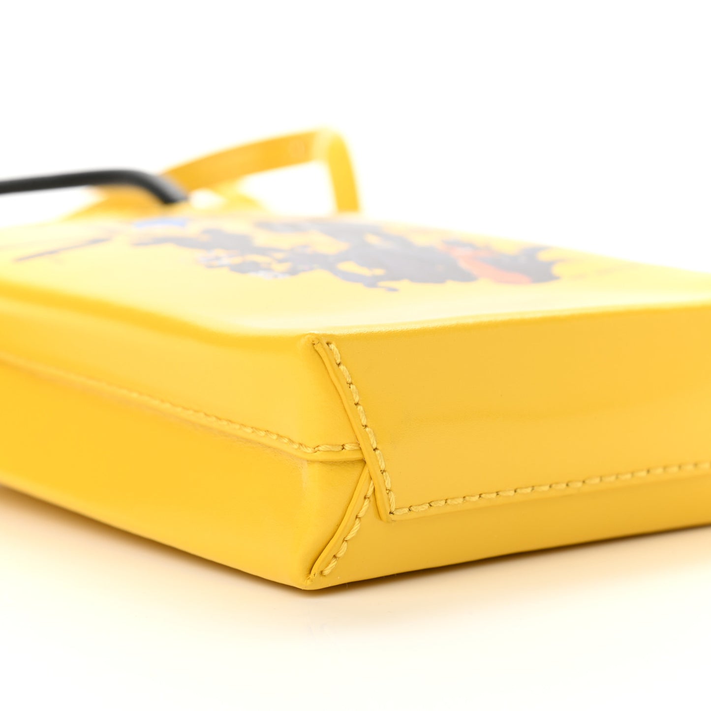 X THE SIMPSONS Smooth Calfskin Logo Shopping Phone Holder Bag Bumblebee Yellow