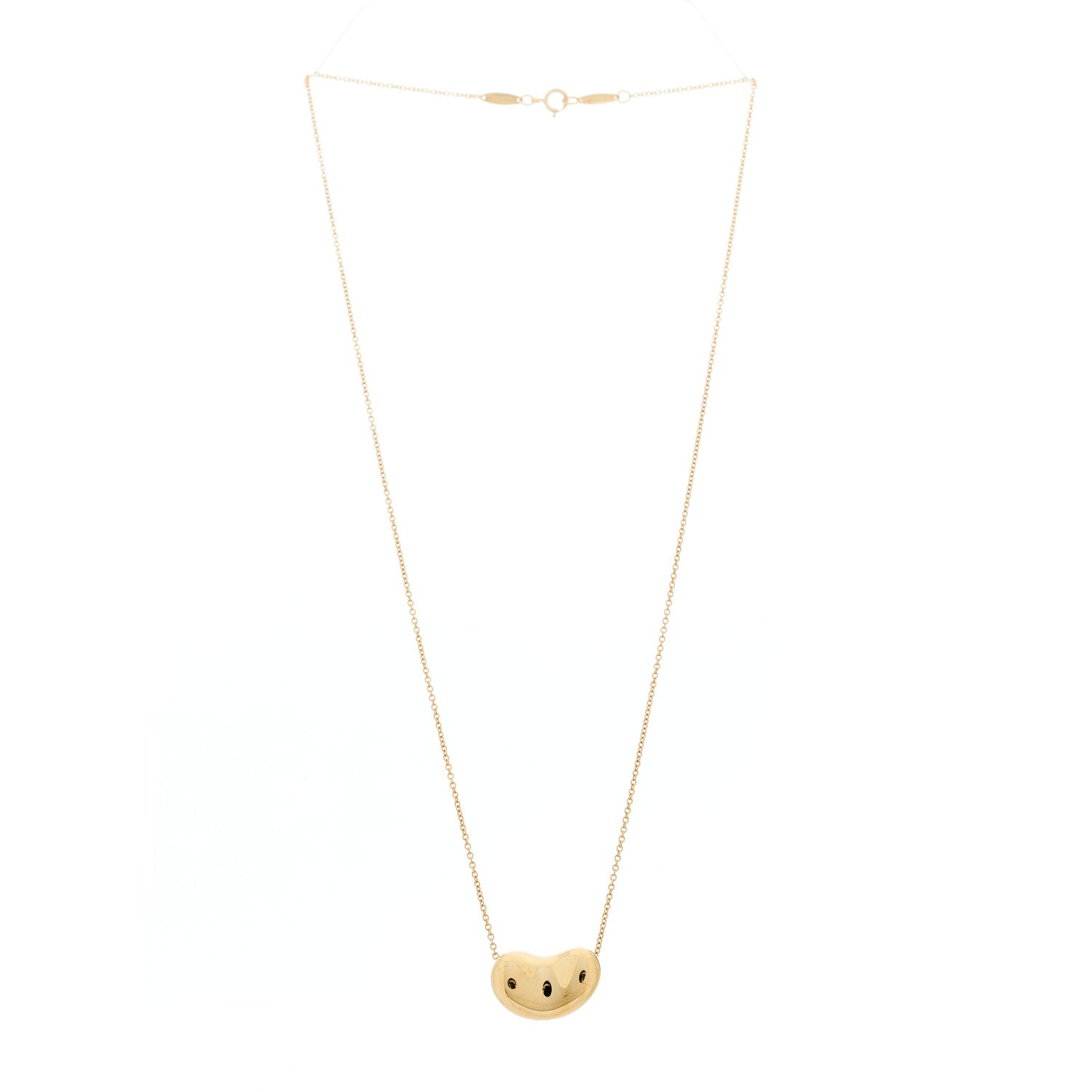 Tiffany 18K Yellow Gold 18mm Elsa Peretti Bean Pendant Necklace 4 of 8