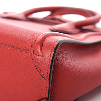Celine Drummed Calfskin Nano Luggage Red 17 of 21
