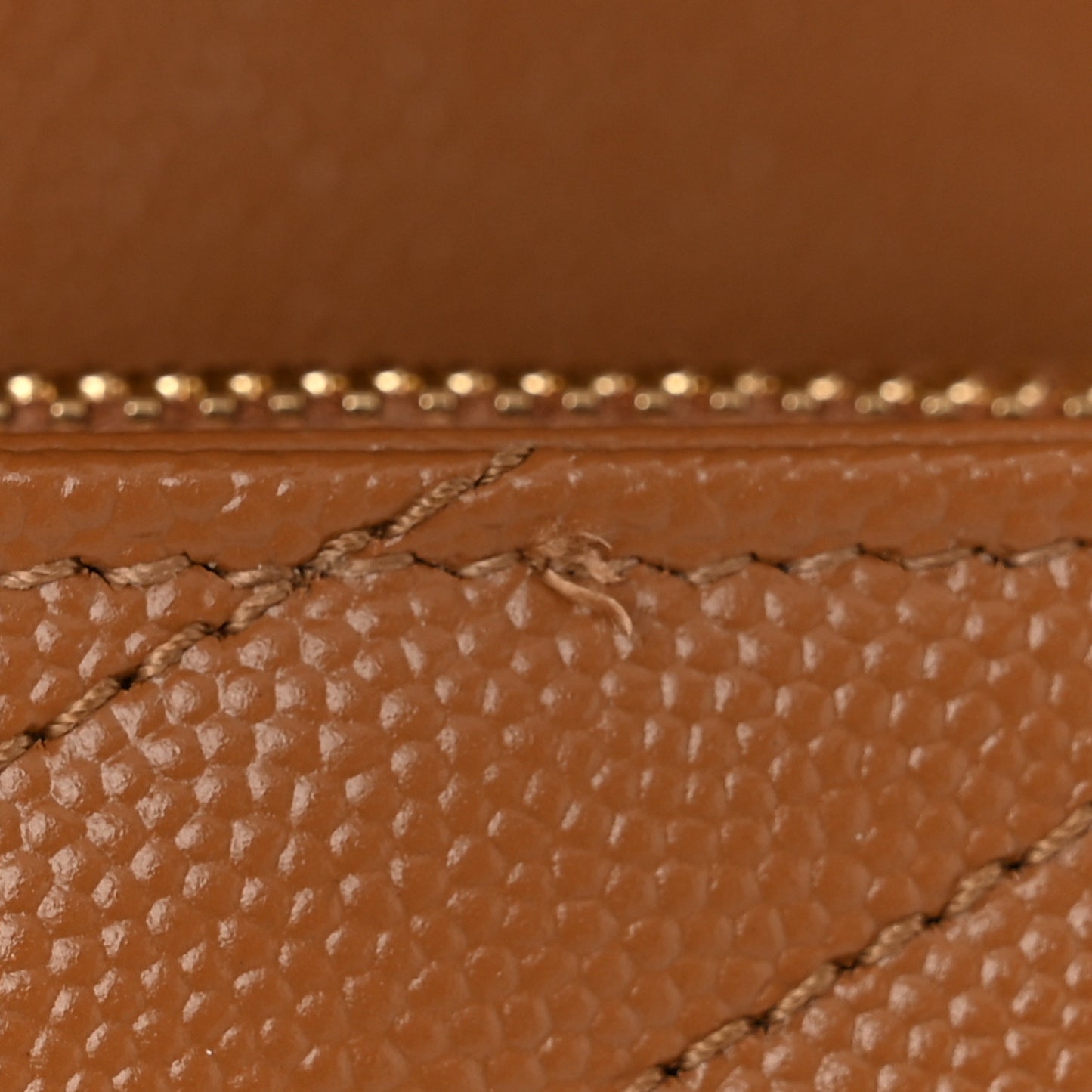 Grain De Poudre Matelasse Chevron Monogram Chain Wallet Natural Dark