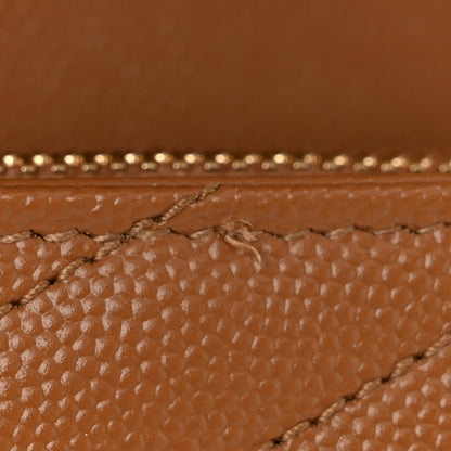 Saint Laurent Grain De Poudre Matelasse Chevron Monogram Chain Wallet Natural Dark 11 of 12
