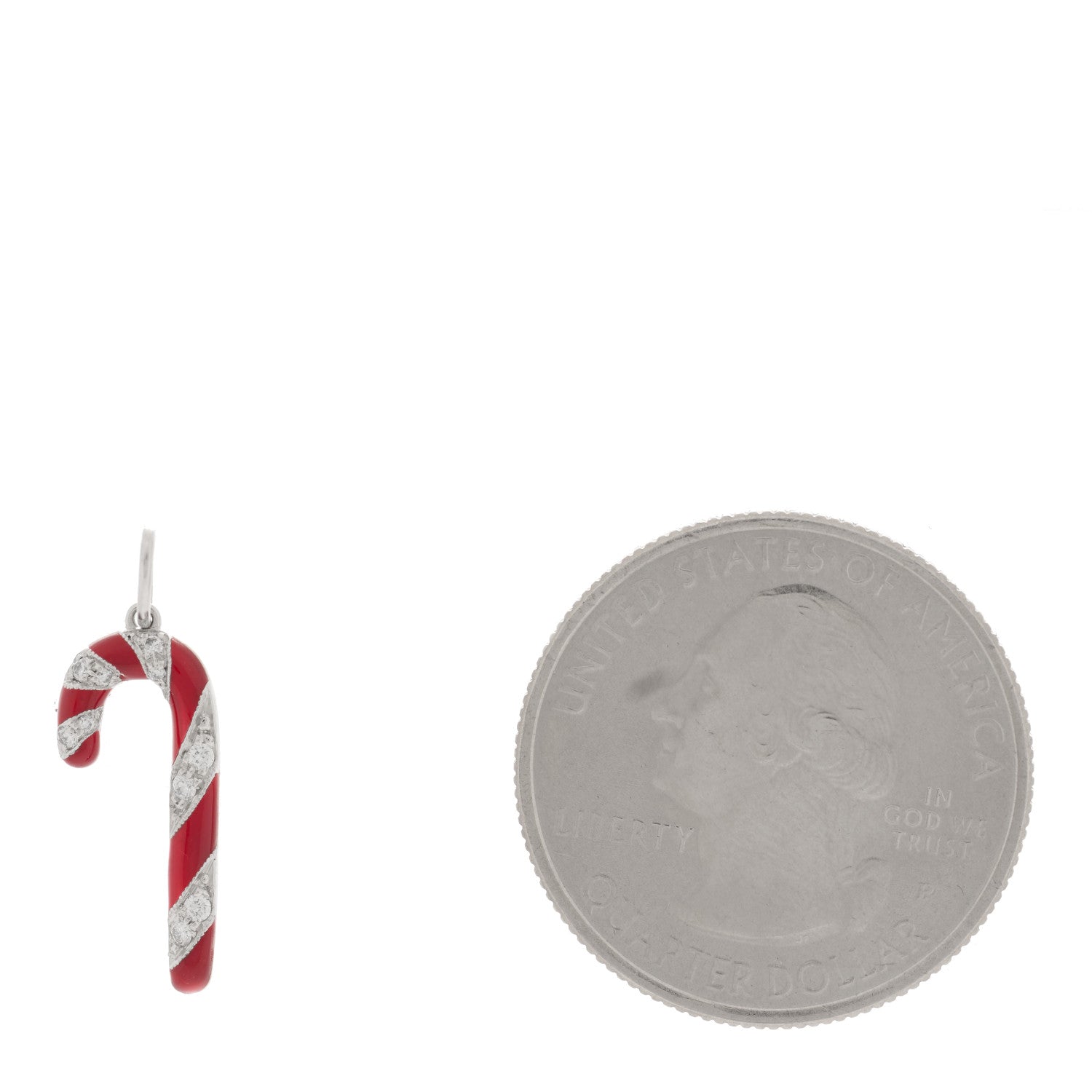 Tiffany Platinum Enamel Diamond Candy Cane Charm 2 of 3