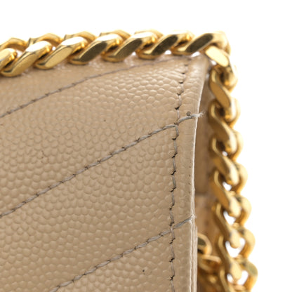 Saint Laurent Grain De Poudre Matelasse Chevron Monogram Chain Wallet Nude Powder 10 of 13