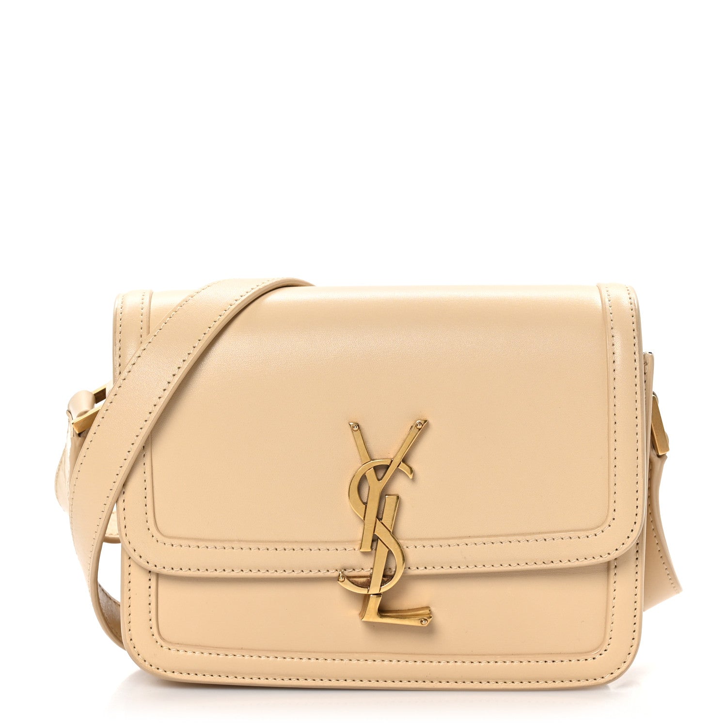 Saint Laurent Smooth Calfskin Monogram Small Solferino Satchel Natural Ivory 1 of 10