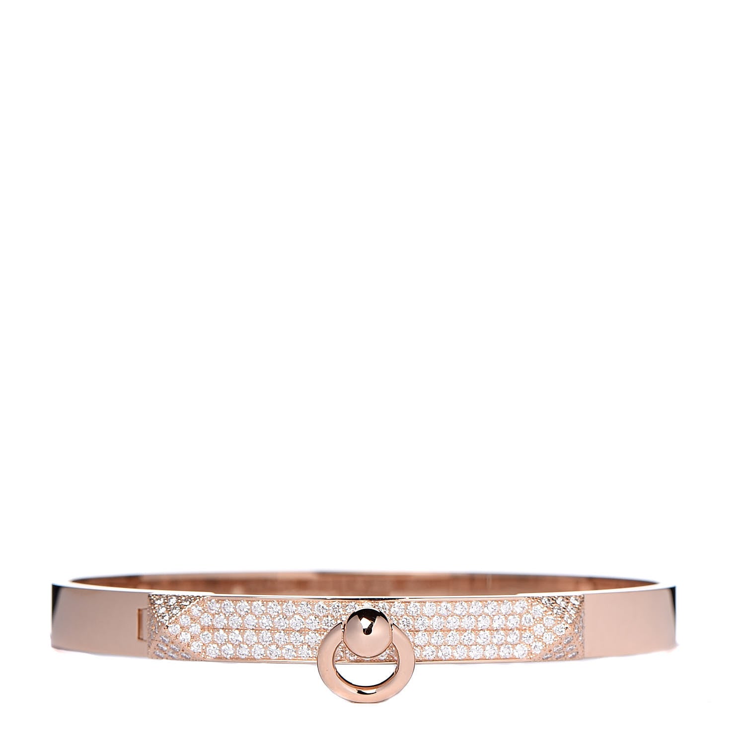 Hermes 18K Rose Gold Diamond PM Collier De Chien Pave Bracelet SH 1 of 5