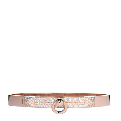 Hermes 18K Rose Gold Diamond PM Collier De Chien Pave Bracelet SH 1 of 5