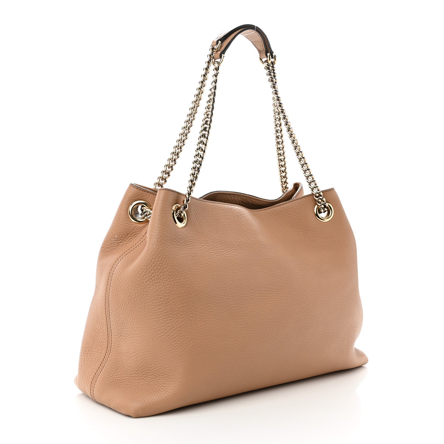 Gucci Pebbled Calfskin Medium Soho Chain Shoulder Bag Rose Beige 2 of 16