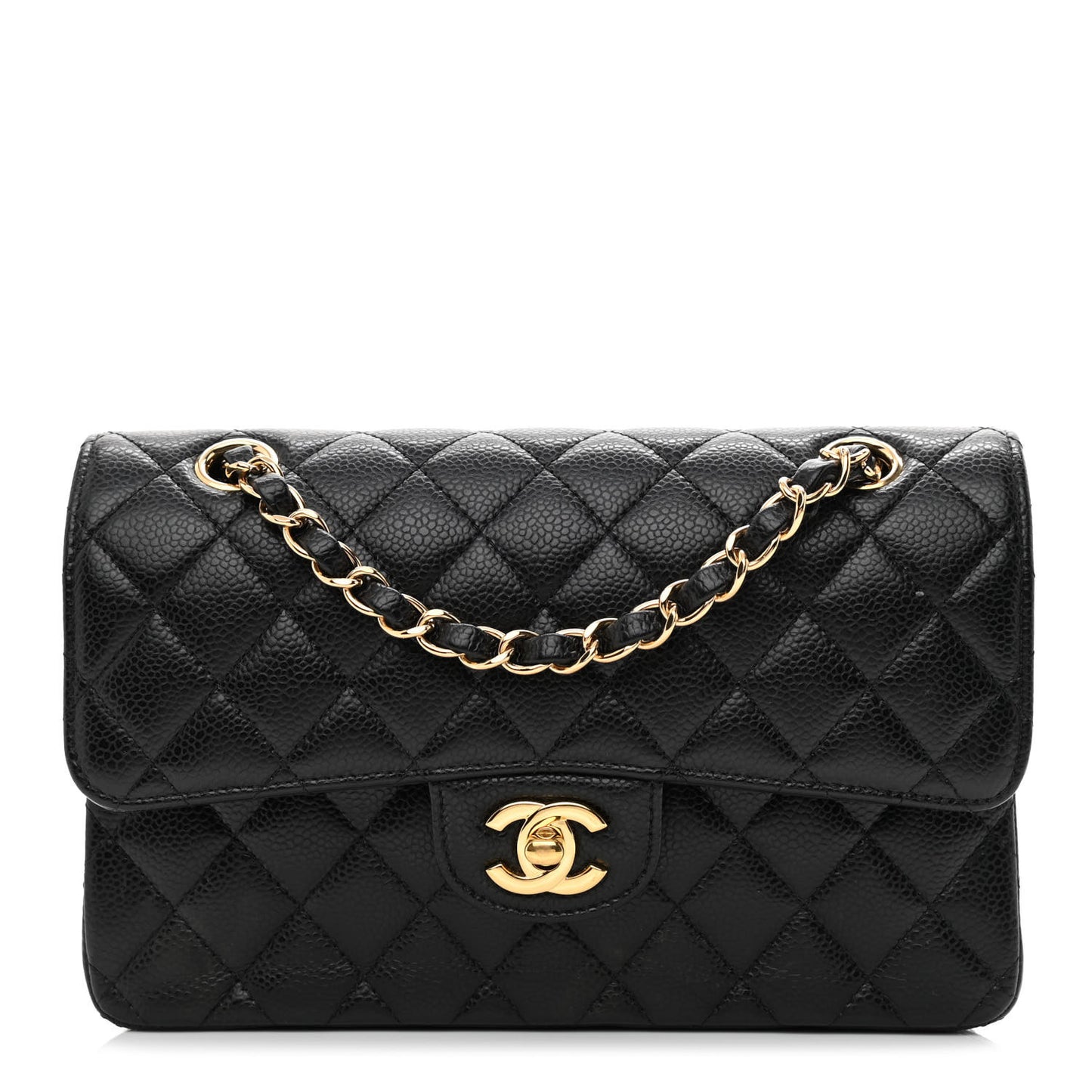 Caviar Quilted Small Double Flap Black