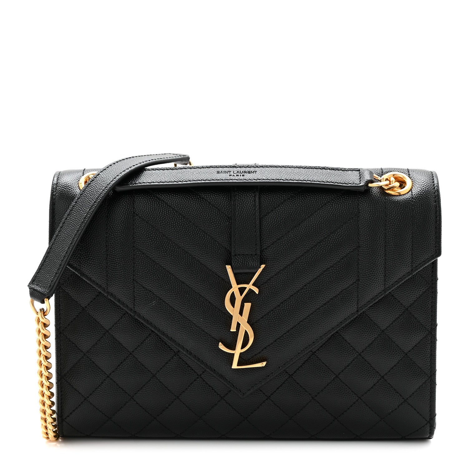 Saint Laurent Grain De Poudre Textured Mixed Matelasse Triquilt Medium Monogram Satchel Black 1 of 11