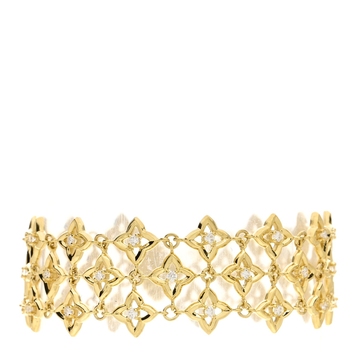 David Yurman 18K Yellow Gold Diamond Venetian Quatrefoil Multi Row Bracelet 1 of 3