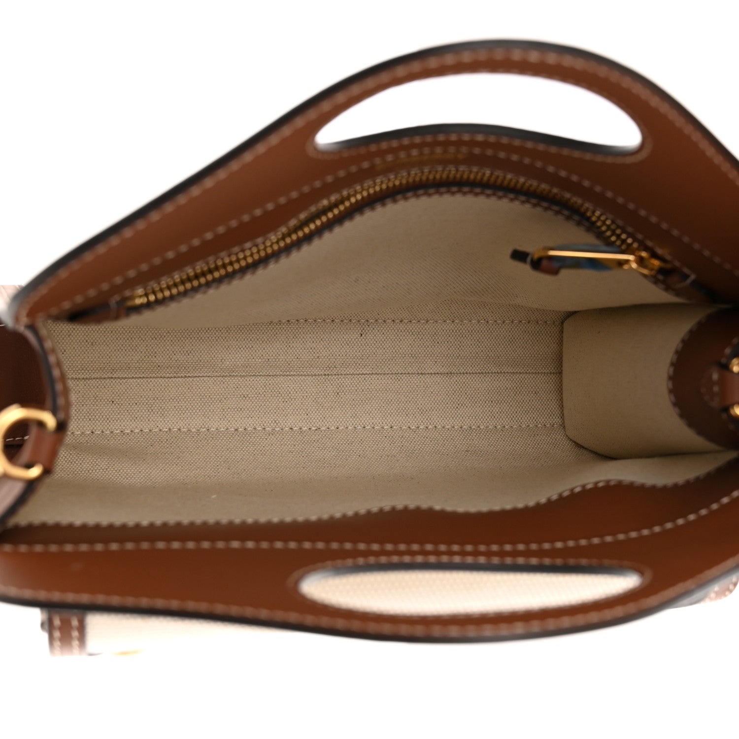 Burberry Canvas Smooth Calfskin Two Tone Mini Pocket Bag Natural Malt Brown 4 of 8