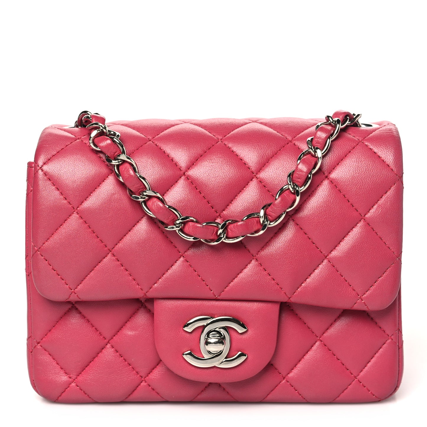 Lambskin Quilted Mini Square Flap Pink