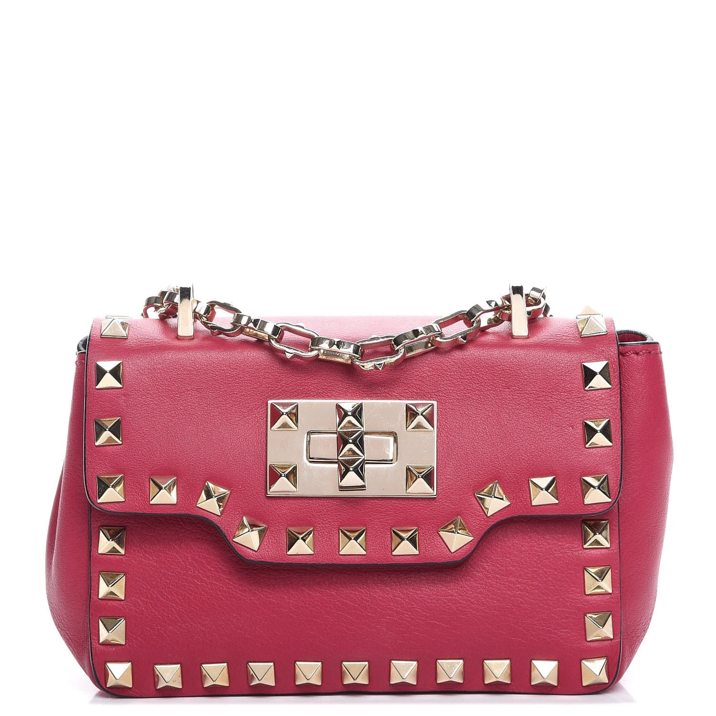 Vitello Small Rockstud Chain Strap Shoulder Bag Cyclamin