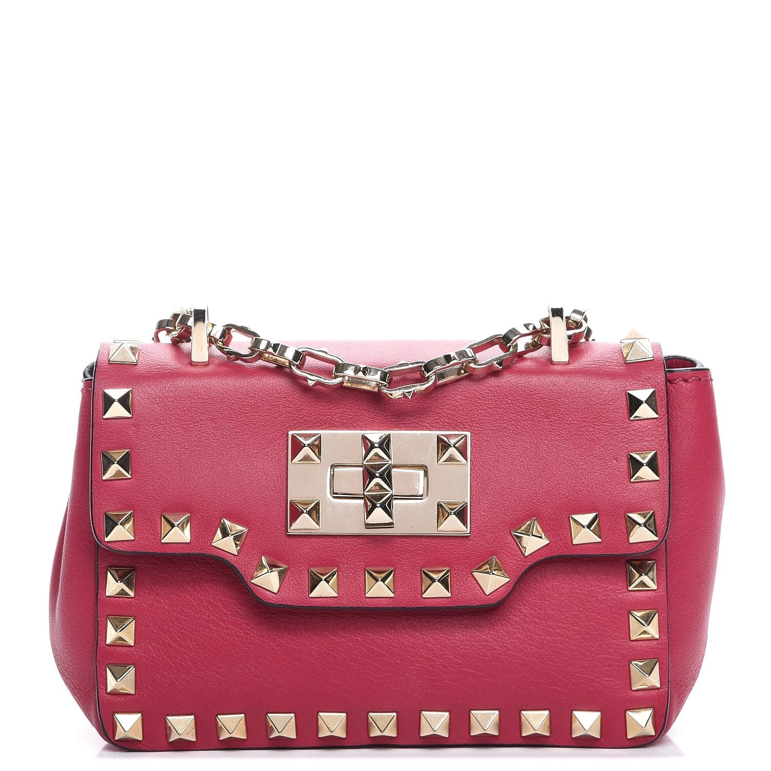 Valentino Garavani Vitello Small Rockstud Chain Strap Shoulder Bag Cyclamin 1 of 7