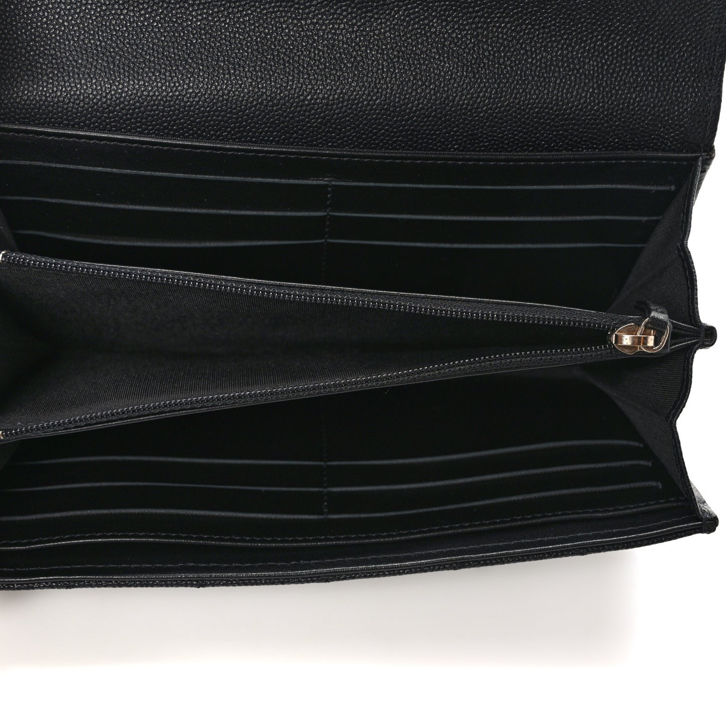 Caviar Quilted Large Boy Gusset Flap Wallet Black